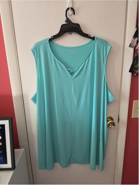 Catherines Women's Plus Size Anywear Blouse Size 4X Aqua Blue